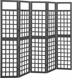 vidaXL 5 paneles fekete fenyőfa térelválasztó/lugasrács 201, 5 x 180 cm (316484) - vidaxl