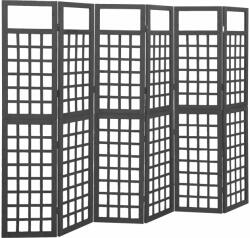 vidaXL 6 paneles fekete fenyőfa térelválasztó/lugasrács 242, 5 x 180 cm (316485) - vidaxl