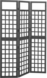 vidaXL 3 paneles fekete tömör fenyő térelválasztó/lugasrács 121x180 cm (316482) - vidaxl