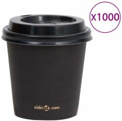 vidaXL Pahare de cafea de hârtie cu capace, 1000 buc. , negru, 120 ml (51596)