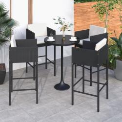 vidaXL Scaune de bar cu perne, 4 buc. , negru, poliratan (316660)