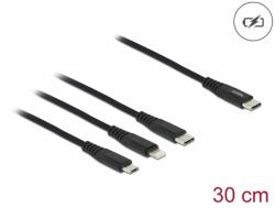 Delock Cablu de incarcare USB 3 in 1 USB-C la Lightning / Micro USB / USB-C T-T 0.3m, Delock 87148 (87148)