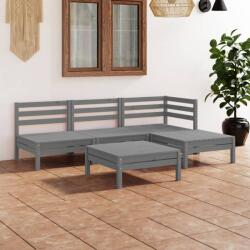 vidaXL Set mobilier de grădină, 5 piese, gri, lemn masiv de pin (3082634) - vidaxl