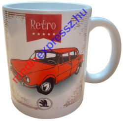 Retro autós (piros Skoda) bögre