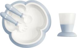BabyBjörn - Set hranire: farfurie, lingurita, furculita si pahar pentru bebe, Powder Blue (078167A) Set pentru masa bebelusi