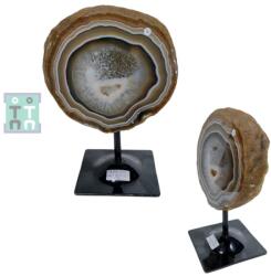  Felie Agata Dungata Druzy Natural cu Suport - 24x18x12 cm - Unicat