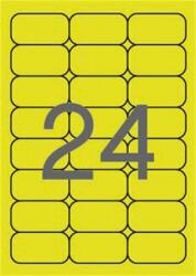 APLI etikett címke 64x33, 9 mm kerekített sarkú neon sárga 480 etikett/csomag (LCA2870)