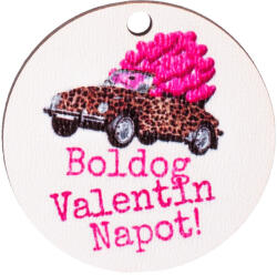  5db. "Boldog Valentin Napot! " feliratos autós dekor tábla 5cm (GV03-21)