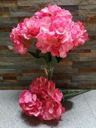  Hortenzia 5 fejes selyemvirág csokor 45 cm - Rózsaszín