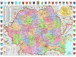  Hartă România administrativă cu stemele județelor