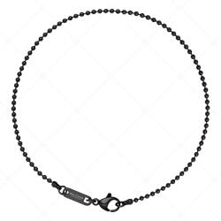  BALCANO - Ball Chain / Nemesacél bogyós bokalánc fekete PVD bevonattal - 1, 5 mm / 24 cm