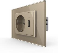 LIVOLO Priza simpla cu USB Livolo standard italian - culoare auriu
