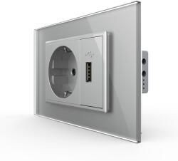 LIVOLO Priza simpla cu USB Livolo standard italian - culoare gri