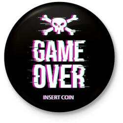 printfashion Game Over - Insert coin - Kitűző, hűtőmágnes - Fekete (5701435)