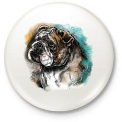 printfashion bulldog watercolor - Kitűző, hűtőmágnes - Fehér (5704109)