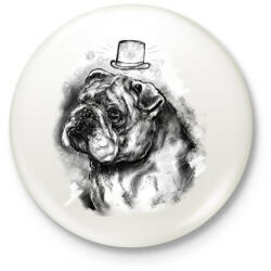 printfashion bulldog kalappal - Kitűző, hűtőmágnes - Fehér (5703306)