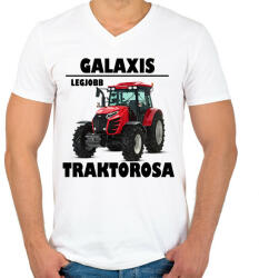 printfashion Galaxis legjobb traktoros - Férfi V-nyakú póló - Fehér (5779249)