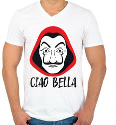 printfashion Ciao Bella - A nagy Pénzrablás - Money Heist - La Casa de Papel - Férfi V-nyakú póló - Fehér (5795257)
