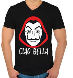 printfashion Ciao Bella - A nagy Pénzrablás - Money Heist - La Casa de Papel - Férfi V-nyakú póló - Fekete (5795526)