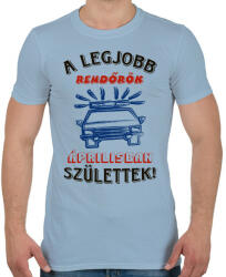 printfashion Rendőr szülinapja április színes - Férfi póló - Világoskék (5717574)