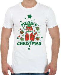 printfashion Karácsonyi cica - Férfi póló - Fehér (5713258)