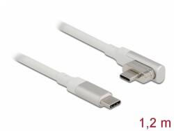 Delock Cablu Thunderbolt 3 (USB-C) magnetic drept/unghi 90 grade 4K60Hz/100W 1.2m Alb, Delock 86703 (86703)