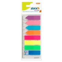 Hopax Stick index plastic transp. color 45 x 12 mm, 8 x 25 file/set + index sageata, Stick"n-8 culori neon