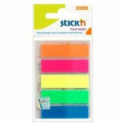 Hopax Stick index plastic transparent color 45 x 12 mm, 5 x 25 file/set, Stick"n - 5 culori neon