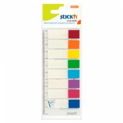 Hopax Stick index plastic transparent color 45 x 12 mm, 8 x 15 file/set, Stick"n - 8 culori transp. /neon