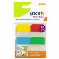 Hopax Stick index plastic transp. cu margine color 38 x 25 mm, 4 x 20 file/set, Stick"n - 4 culori neon