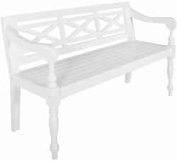 vidaXL Bancă Batavia, alb, 123 cm, lemn masiv mahon (337077) - vidaxl