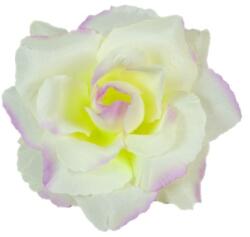  Rózsa nyílott selyemvirág fej nyílt rózsafej 10 cm - Krém-Halvány Lila
