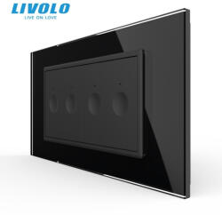 LIVOLO Intrerupator tactil qvadruplu cap scara cruce + rama sticla 4M Livolo (VL-2FC2S-2BP-P9E)