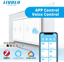 Livolo Intrerupator tactil qvadruplu smart Zigbee cu control vocal sau din aplicatia Livolo (VL-2FC2Z-2WP-P9E)
