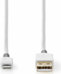 Nedis Lightning apa - USB-A apa Szinkronizáló- és töltőkábel 1m - Fehér (CCBW39300WT10)