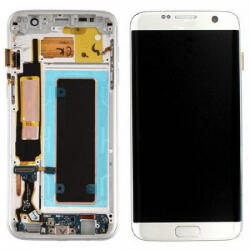 Samsung G935 Galaxy S7 Edge előlap keret, lcd kijelző és érintőpanel, ezüst (gyári)