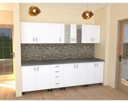 Spectral Mobila Bucatarie Alfa 2.6 metri PAL alb cu blat Beton