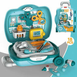 Magic Toys Fogorvosi szett kék gurulós bőröndben kiegészítőkkel (MKL277034) - jatekwebshop