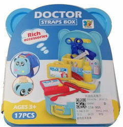 Magic Toys Orvosi játékszett kék macis tárolóban kiegészítőkkel (MKL375260) - jatekwebshop