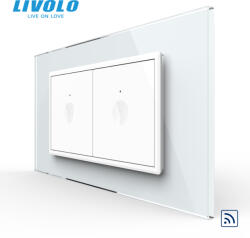 LIVOLO Intrerupator tactil simplu + Intrerupator tactil simplu, 4M, cu rama sticla crystal Livolo (VL-2FC1-2WP-P9E)