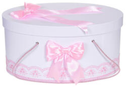 Produs vandut si livrat de S. C. Denikos Creativ S Cutie trusou botez dantela roz si fundite asortate, Denikos® 811