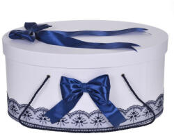 Produs vandut si livrat de S. C. Denikos Creativ S Cutie trusou botez dantela bleumarin si fundite asortate, Denikos® 814