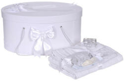 Produs vandut si livrat de S. C. Denikos Creativ S Set trusou botez si cutie trusou, dantela si fundite, decor Alb, Denikos® 844