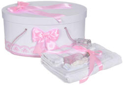 Produs vandut si livrat de S. C. Denikos Creativ S Set trusou botez si cutie trusou, dantela si fundite, decor Roz, Denikos® 838