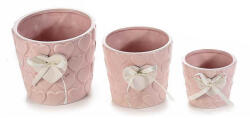 Decorer Set 3 ghivece flori din ceramica roz 14x13 cm (A71.39.02B)