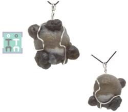 Pandantiv Calcedonie Nodular Bruta Naturala cu Argint 925 - 40x28x23 mm - Unicat