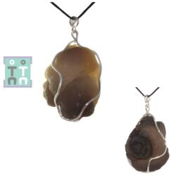  Pandantiv Calcedonie Nodular Bruta Naturala cu Argint 925 - 43x21x22 mm - Unicat