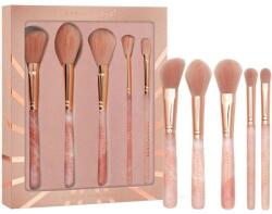 Crystallove Set pensule de machiaj din cuarț roz, 5 buc - Crystallove Rose Quartz Makeup Brushes Set
