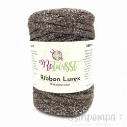  Retwisst Ribbon Lurex - Sötétbarna, ezüst szállal