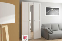 BRW Гардероб flex 125 см / 66 см / 240 см бял с огледало (f57-szafa_zestaw_36-bi/bi/sz)